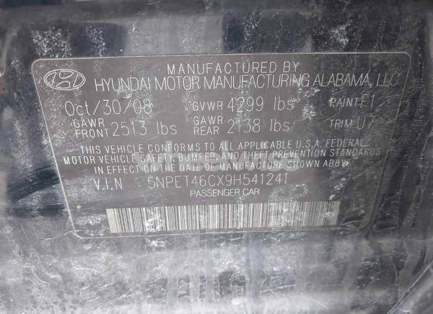 Photo 9 of 2009 Hyundai Sonata GLS (VIN 5NPET46CX9H541241)