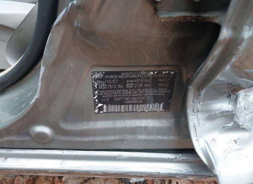 Photo 9 of 2008 Hyundai Sonata GLS V6 (VIN 5NPET46FX8H324717)