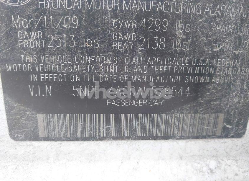 Photo 9 of 2010 Hyundai Sonata GLS (VIN 5NPET4AC0AH576544)