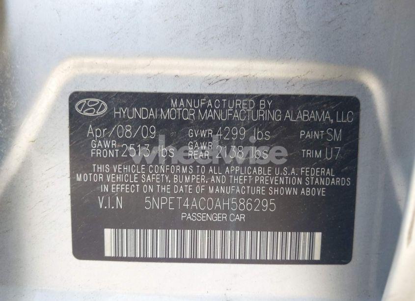 Photo 9 of 2010 Hyundai Sonata GLS (VIN 5NPET4AC0AH586295)