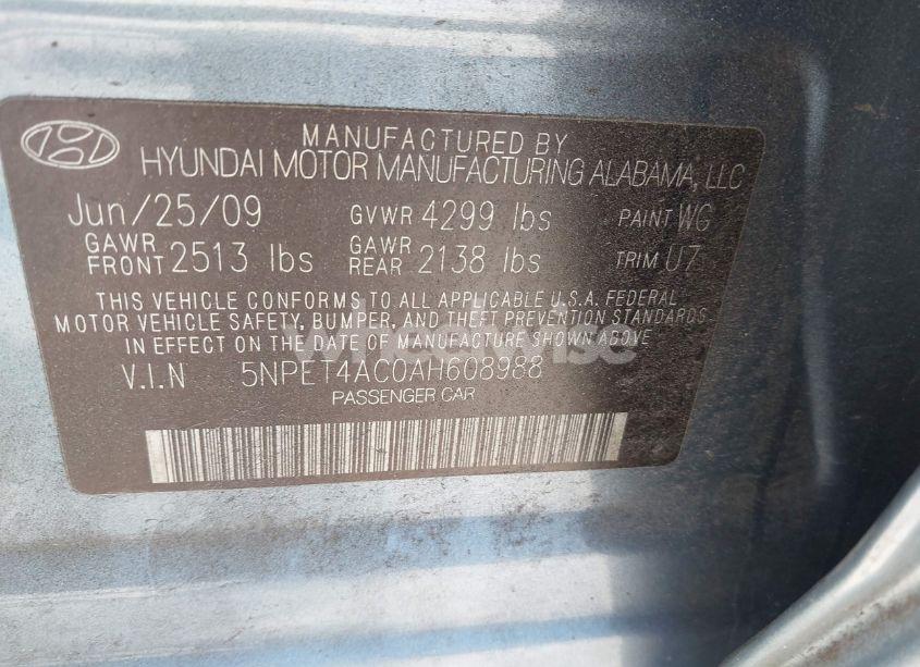 Photo 9 of 2010 Hyundai Sonata GLS (VIN 5NPET4AC0AH608988)