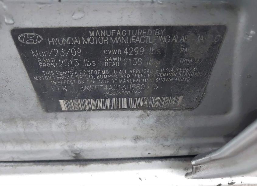 Photo 9 of 2010 Hyundai Sonata GLS (VIN 5NPET4AC1AH580375)