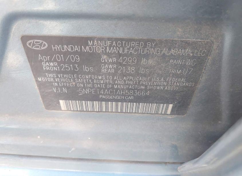 Photo 9 of 2010 Hyundai Sonata GLS (VIN 5NPET4AC1AH583664)