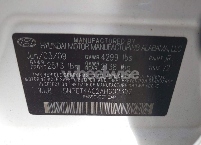 Photo 9 of 2010 Hyundai Sonata GLS (VIN 5NPET4AC2AH602397)