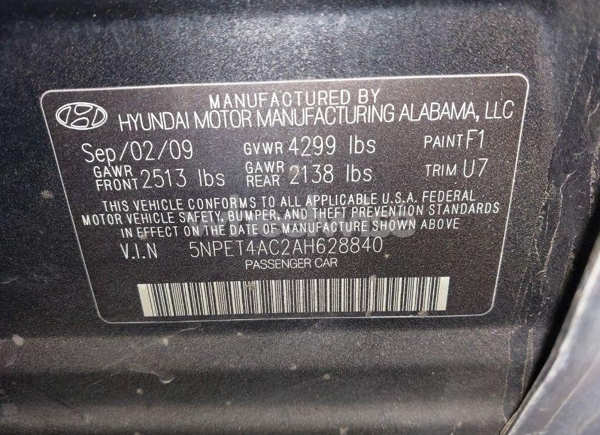 Photo 9 of 2010 Hyundai Sonata GLS (VIN 5NPET4AC2AH628840)