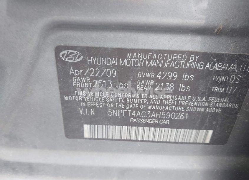 Photo 9 of 2010 Hyundai Sonata GLS (VIN 5NPET4AC3AH590261)
