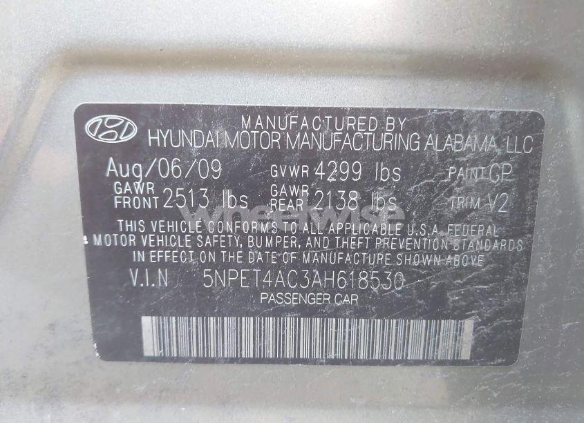 Photo 9 of 2010 Hyundai Sonata GLS (VIN 5NPET4AC3AH618530)