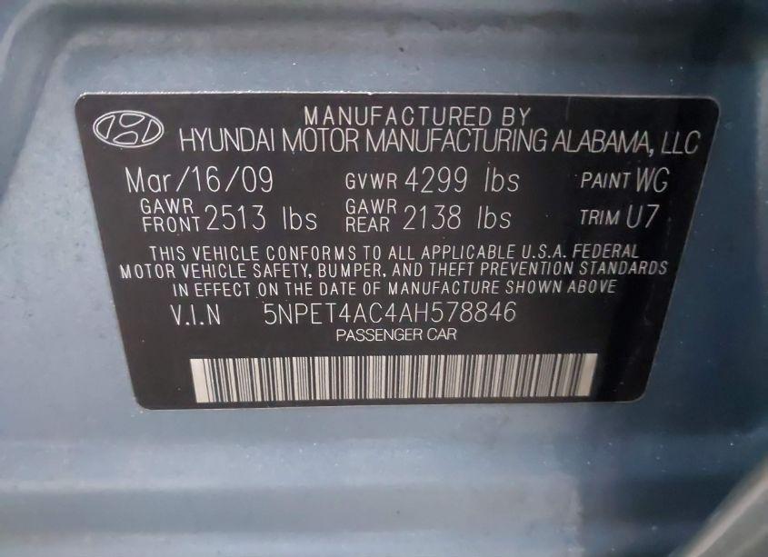 Photo 9 of 2010 Hyundai Sonata GLS (VIN 5NPET4AC4AH578846)