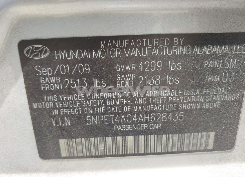 Photo 9 of 2010 Hyundai Sonata GLS (VIN 5NPET4AC4AH628435)