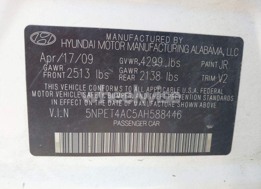 Photo 9 of 2010 Hyundai Sonata GLS (VIN 5NPET4AC5AH588446)