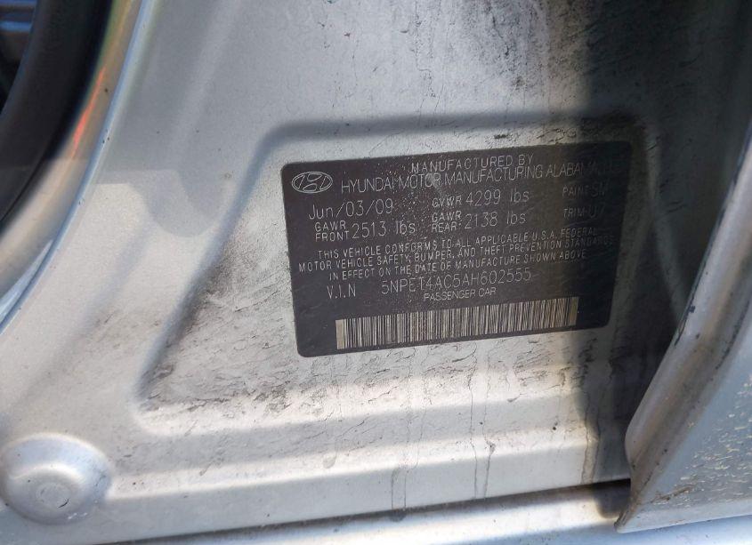 Photo 9 of 2010 Hyundai Sonata GLS (VIN 5NPET4AC5AH602555)