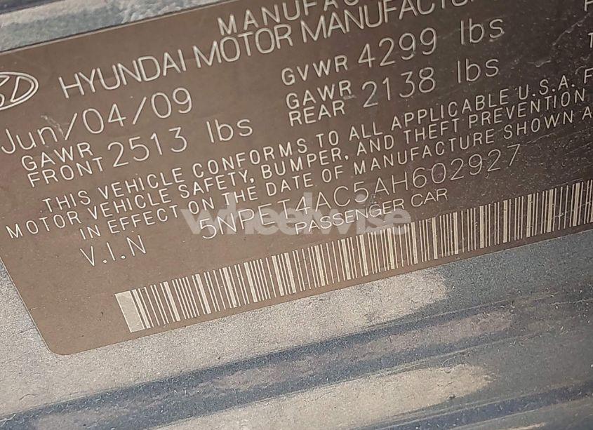 Photo 9 of 2010 Hyundai Sonata GLS (VIN 5NPET4AC5AH602927)