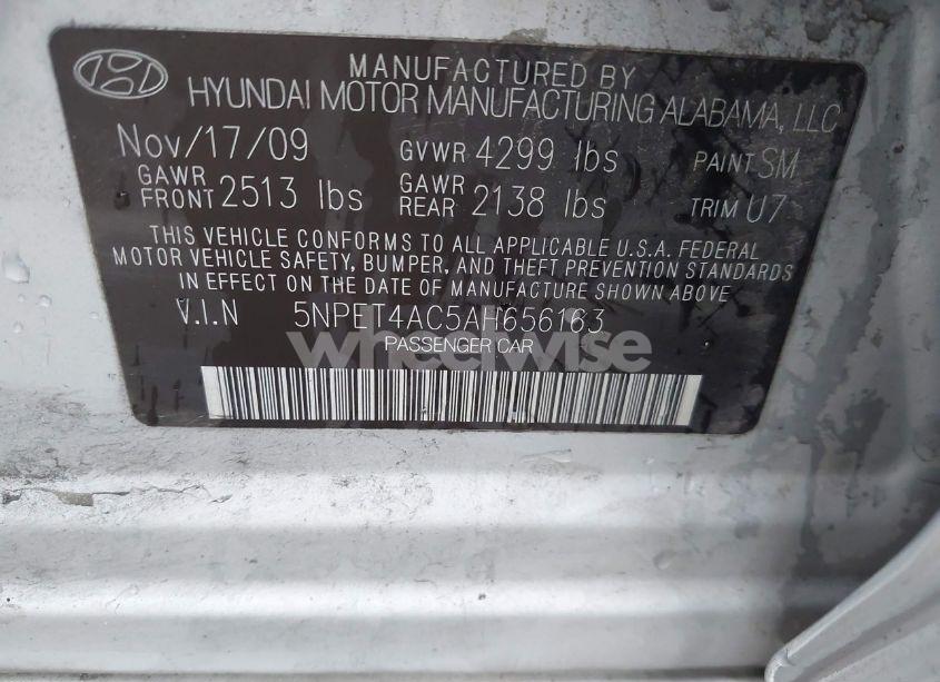 Photo 9 of 2010 Hyundai Sonata GLS (VIN 5NPET4AC5AH656163)