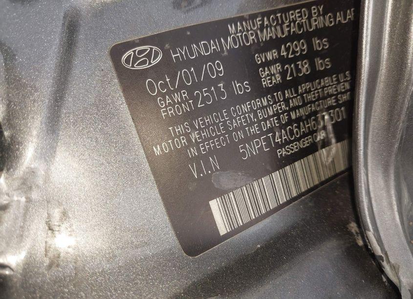 Photo 9 of 2010 Hyundai Sonata GLS (VIN 5NPET4AC6AH637301)