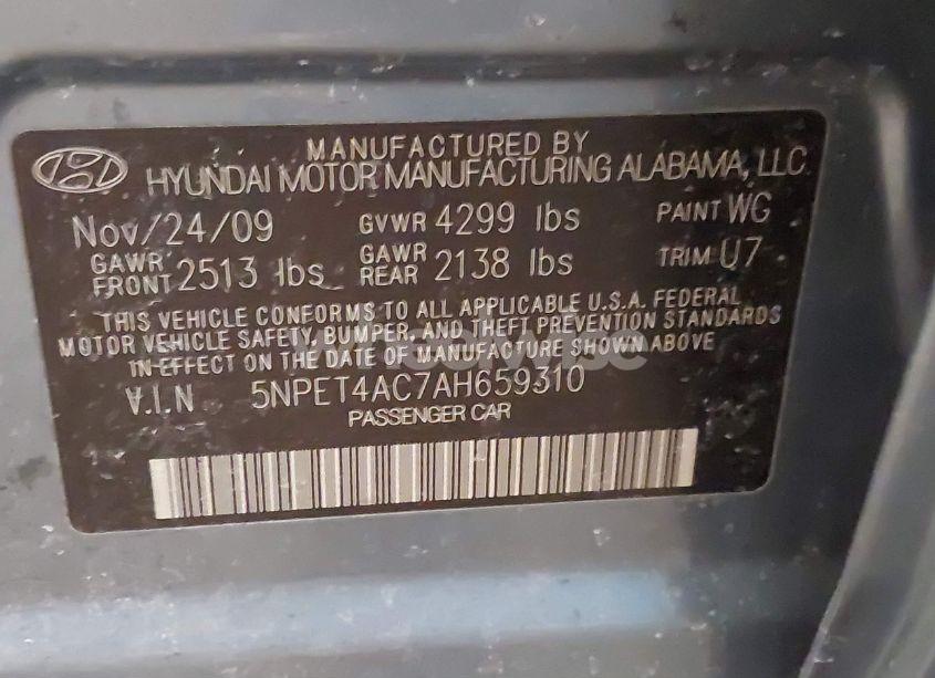 Photo 9 of 2010 Hyundai Sonata GLS (VIN 5NPET4AC7AH659310)