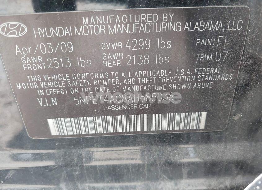 Photo 9 of 2010 Hyundai Sonata GLS (VIN 5NPET4AC8AH585038)