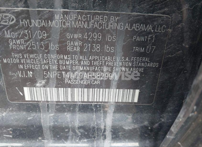 Photo 9 of 2010 Hyundai Sonata GLS (VIN 5NPET4AC9AH582990)