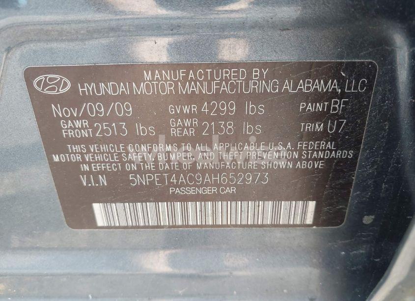 Photo 9 of 2010 Hyundai Sonata GLS (VIN 5NPET4AC9AH652973)