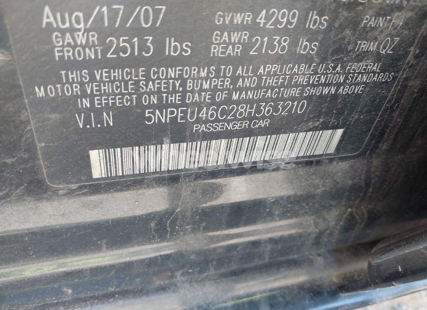 Photo 9 of 2008 Hyundai Sonata LIMITED/SE (VIN 5NPEU46C28H363210)