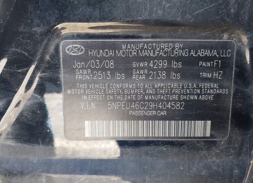 Photo 9 of 2009 Hyundai Sonata LIMITED (VIN 5NPEU46C29H404582)