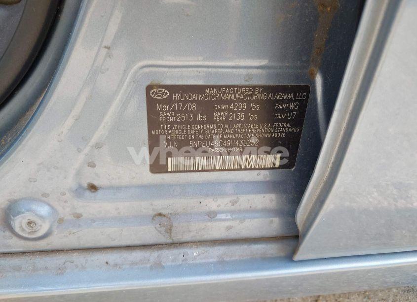 Photo 9 of 2009 Hyundai Sonata LIMITED (VIN 5NPEU46C49H435252)