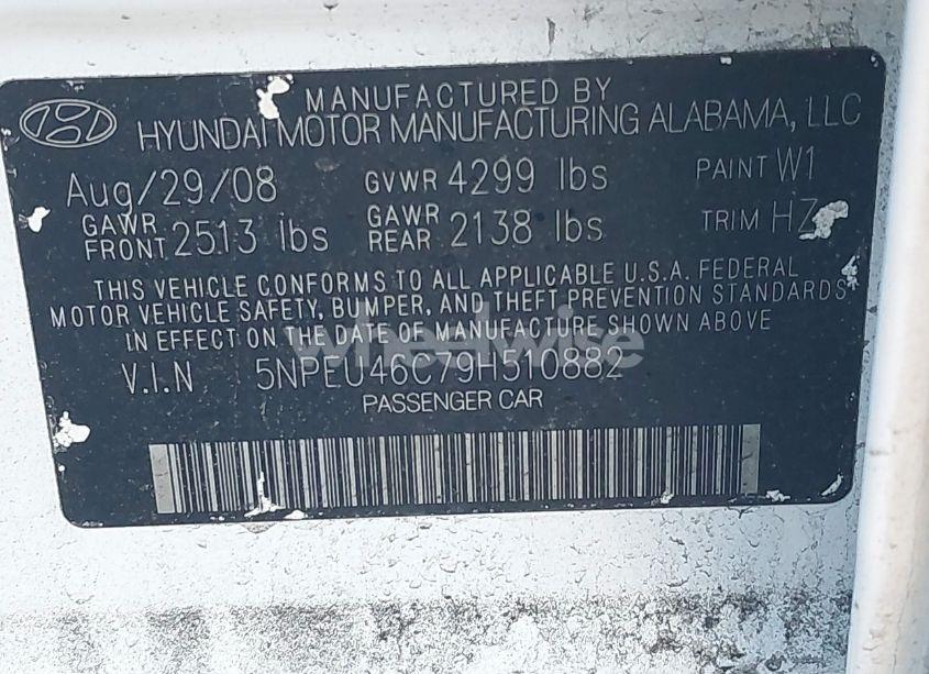 Photo 9 of 2009 Hyundai Sonata SE (VIN 5NPEU46C79H510882)