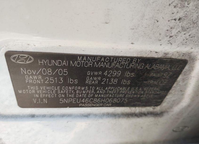 Photo 9 of 2006 Hyundai Sonata GLS (VIN 5NPEU46C86H068075)