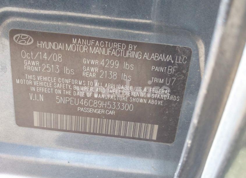 Photo 9 of 2009 Hyundai Sonata LIMITED (VIN 5NPEU46C89H533300)