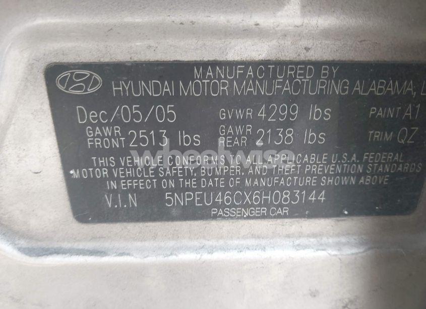 Photo 9 of 2006 Hyundai Sonata GLS (VIN 5NPEU46CX6H083144)