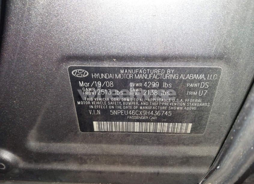 Photo 9 of 2009 Hyundai Sonata LIMITED (VIN 5NPEU46CX9H436745)