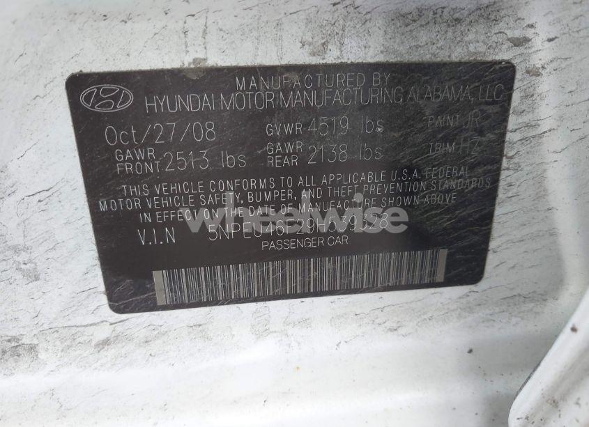 Photo 9 of 2009 Hyundai Sonata LIMITED V6 (VIN 5NPEU46F29H539328)