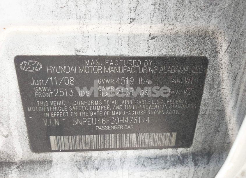 Photo 9 of 2009 Hyundai Sonata LIMITED V6 (VIN 5NPEU46F39H476174)