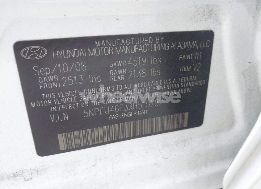 Photo 9 of 2009 Hyundai Sonata LIMITED V6 (VIN 5NPEU46F39H515782)