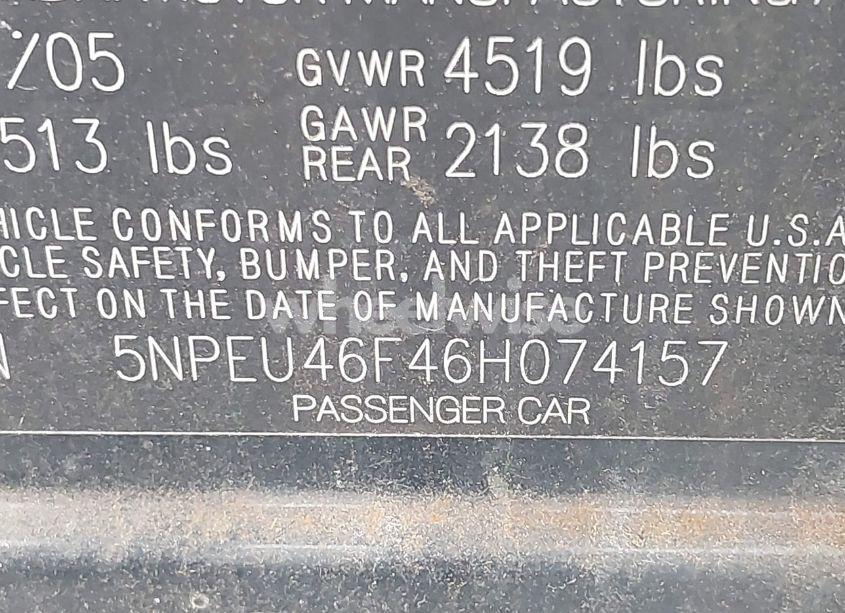 Photo 9 of 2006 Hyundai Sonata GLS V6/LX V6 (VIN 5NPEU46F46H074157)