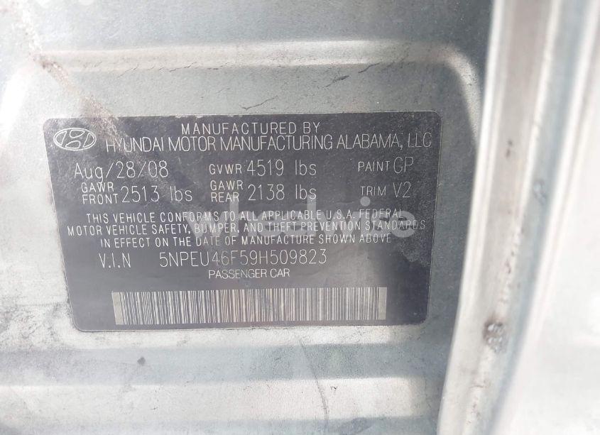 Photo 9 of 2009 Hyundai Sonata LIMITED V6 (VIN 5NPEU46F59H509823)
