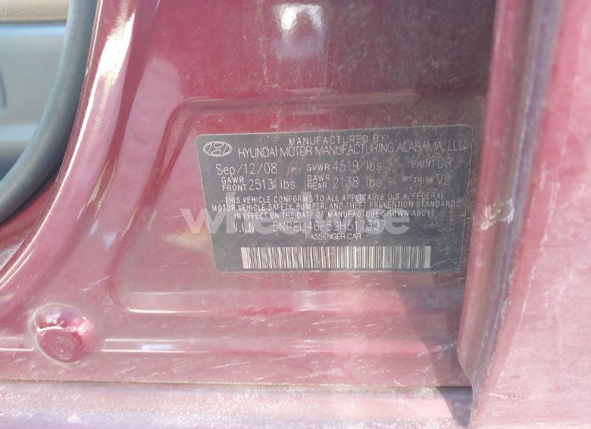 Photo 9 of 2009 Hyundai Sonata LIMITED V6 (VIN 5NPEU46F59H517307)
