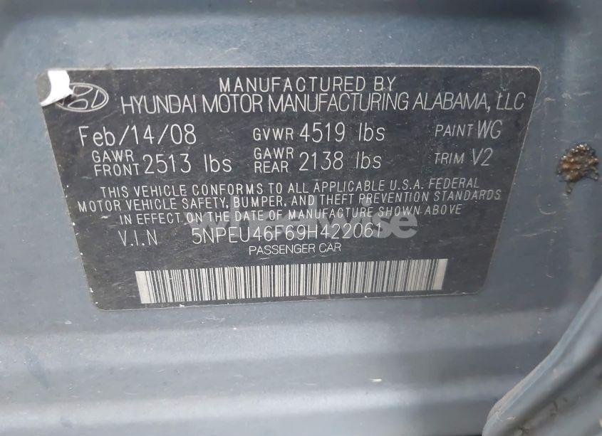 Photo 9 of 2009 Hyundai Sonata LIMITED V6 (VIN 5NPEU46F69H422061)