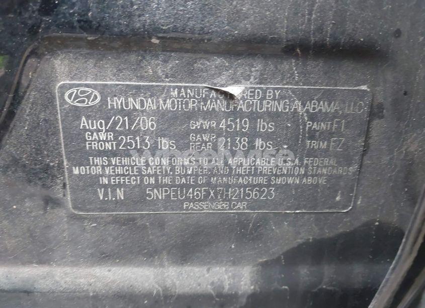 Photo 9 of 2007 Hyundai Sonata LIMITED/SE V6 (VIN 5NPEU46FX7H215623)