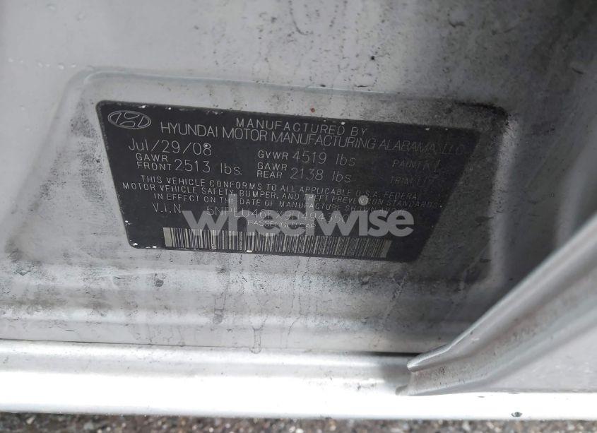 Photo 9 of 2009 Hyundai Sonata SE V6 (VIN 5NPEU46FX9H494350)