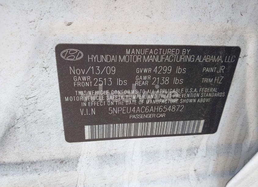 Photo 9 of 2010 Hyundai Sonata LIMITED (VIN 5NPEU4AC6AH654872)