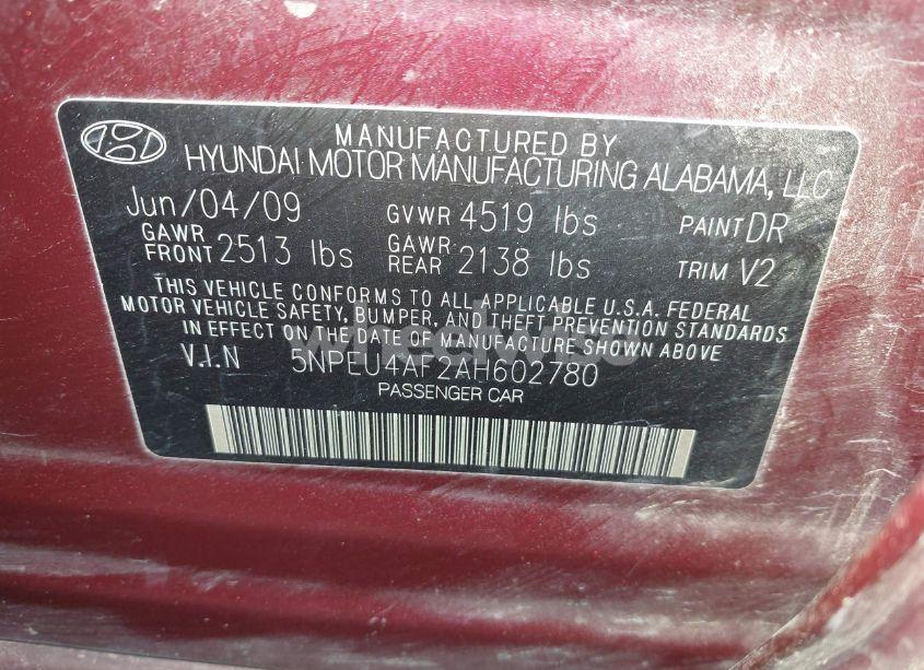 Photo 9 of 2010 Hyundai Sonata LIMITED (VIN 5NPEU4AF2AH602780)