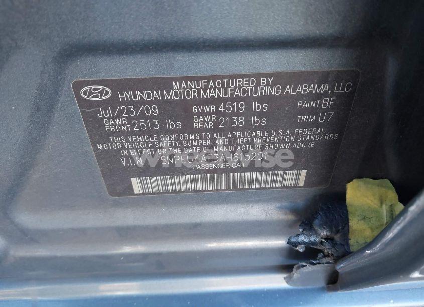 Photo 9 of 2010 Hyundai Sonata LIMITED (VIN 5NPEU4AF3AH615201)