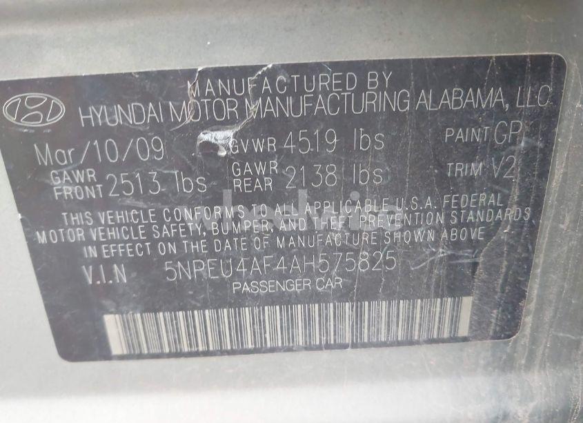 Photo 9 of 2010 Hyundai Sonata LIMITED V6 (VIN 5NPEU4AF4AH575825)