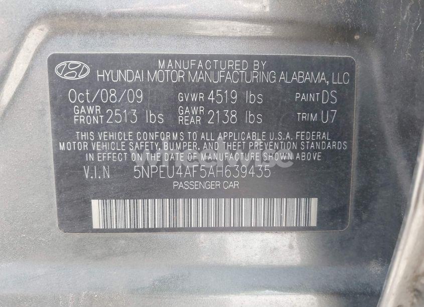 Photo 9 of 2010 Hyundai Sonata LIMITED V6 (VIN 5NPEU4AF5AH639435)