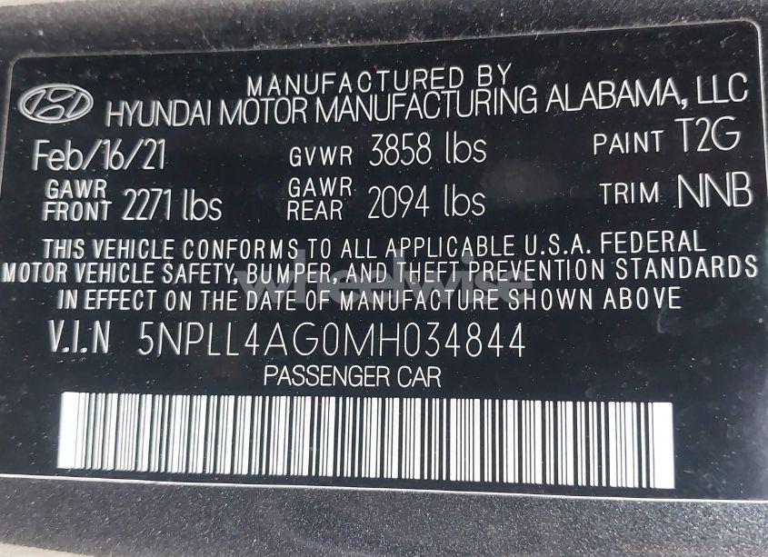 Photo 9 of 2021 Hyundai Elantra SE (VIN 5NPLL4AG0MH034844)