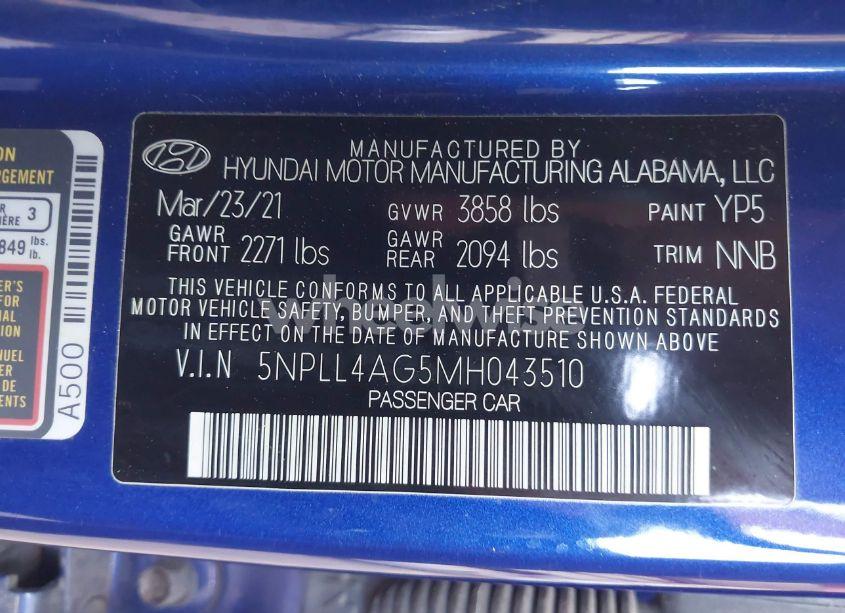 Photo 9 of 2021 Hyundai Elantra SE (VIN 5NPLL4AG5MH043510)