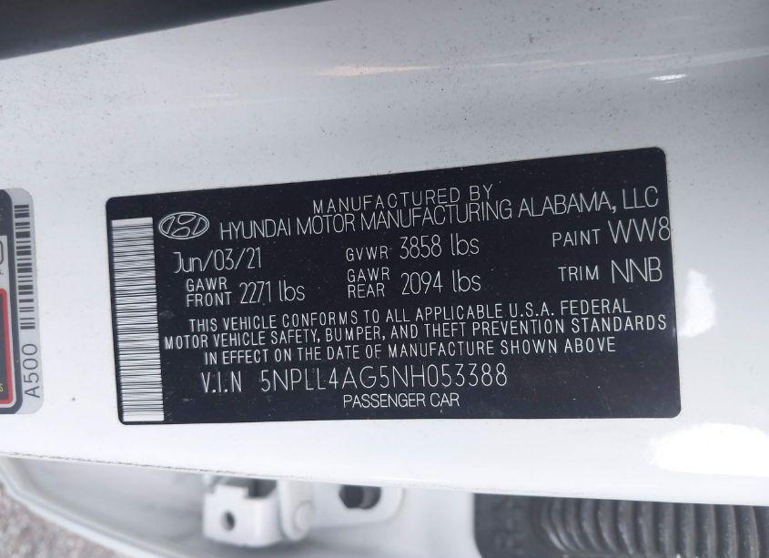 Photo 9 of 2022 Hyundai Elantra SE (VIN 5NPLL4AG5NH053388)