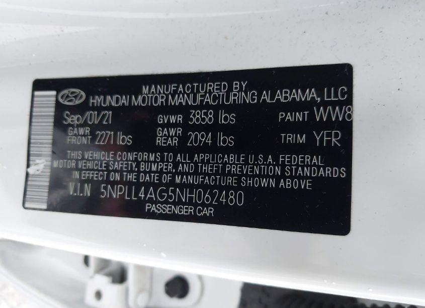 Photo 9 of 2022 Hyundai Elantra SE (VIN 5NPLL4AG5NH062480)
