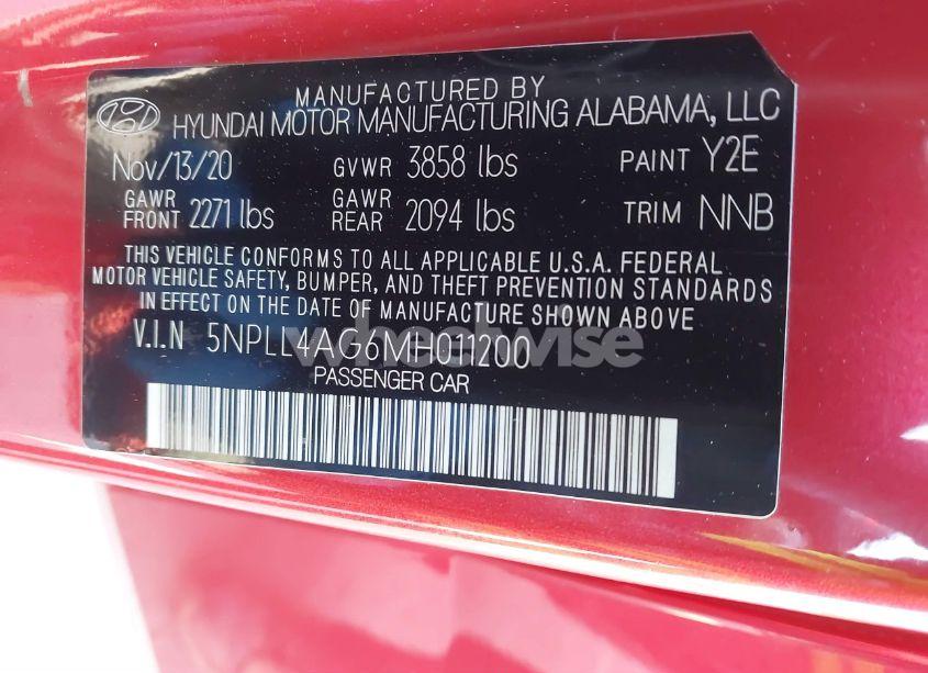 Photo 9 of 2021 Hyundai Elantra SE (VIN 5NPLL4AG6MH011200)