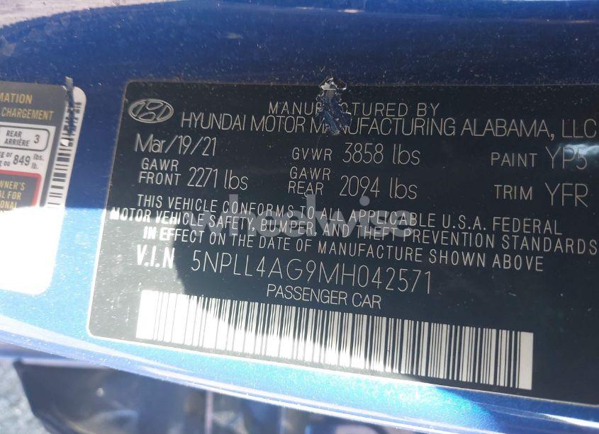 Photo 9 of 2021 Hyundai Elantra SE (VIN 5NPLL4AG9MH042571)